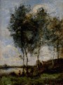 Pecheur Au Bord De La Riviere plein air Romanticism Jean Baptiste Camille Corot